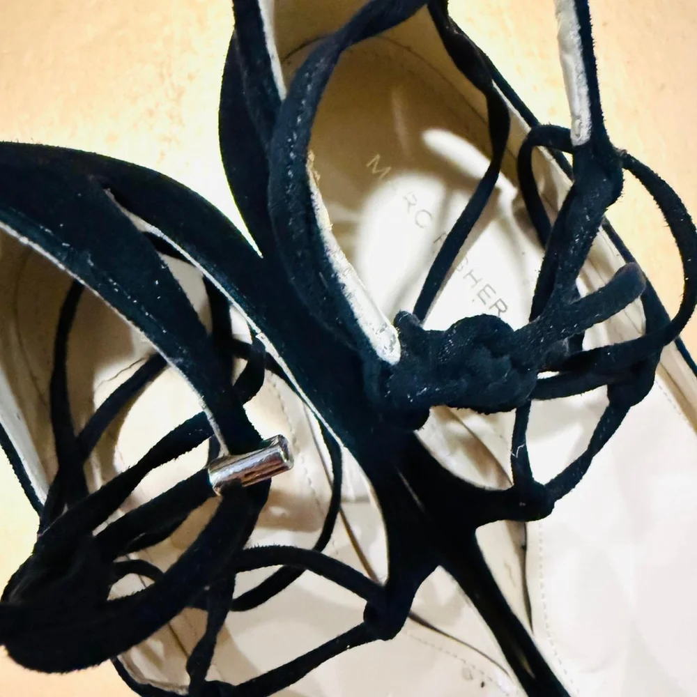 Witchy Whimsigoth Preppy Black Suede Wedge Lace Marc Fisher Willy 9